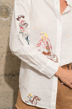 EMBROIDERED COWGIRL SHIRT- WHITE