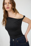 OFF THE SHOULDER TWIST TOP- BLACK