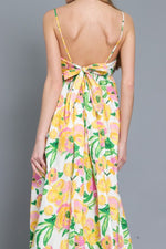GARDENIA BUTTON DOWN MIDI DRESS- YELLOW/WHITE