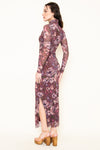 FLORAL MESH MAXI DRESS- MAUVE