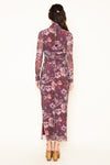 FLORAL MESH MAXI DRESS- MAUVE