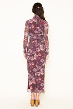 FLORAL MESH MAXI DRESS- MAUVE