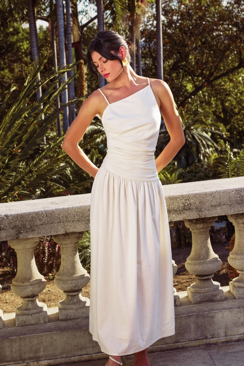CHARMING DROP WAIST MAXI DRESS- WHITE