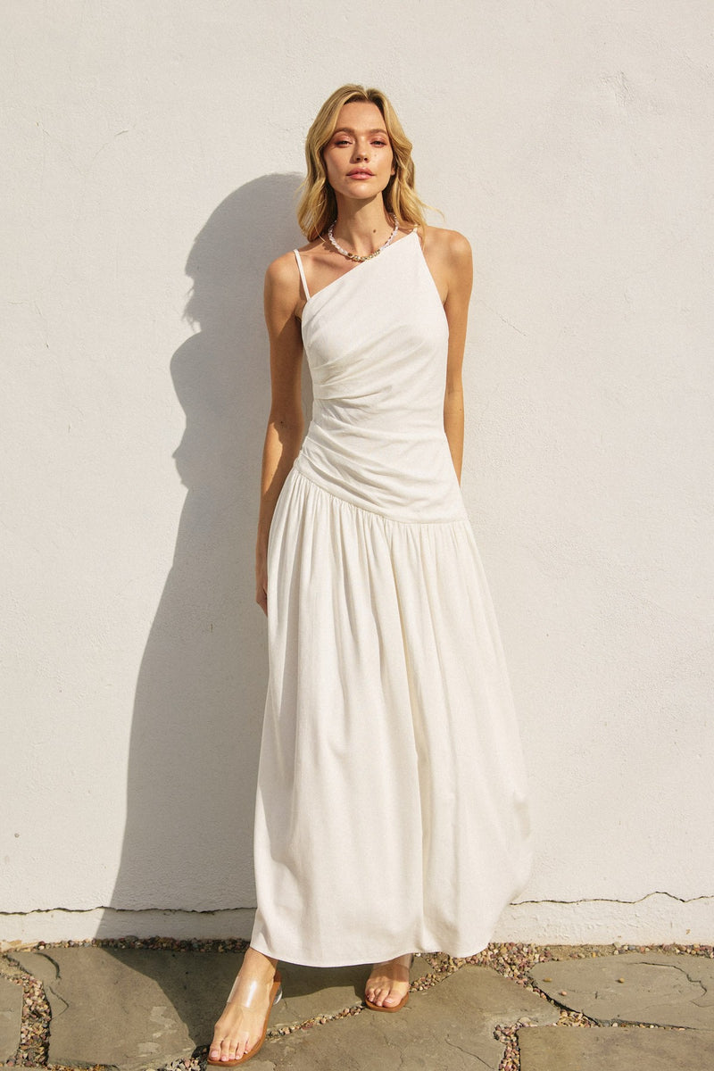 CHARMING DROP WAIST MAXI DRESS- WHITE