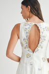 FLORAL EMBROIDERY MINI DRESS- WHITE