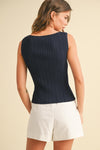 VISCOSE RIBBED TANK- NAVY