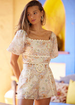 PAISLEY SQUARE NECK TOP- CREAM MULTI