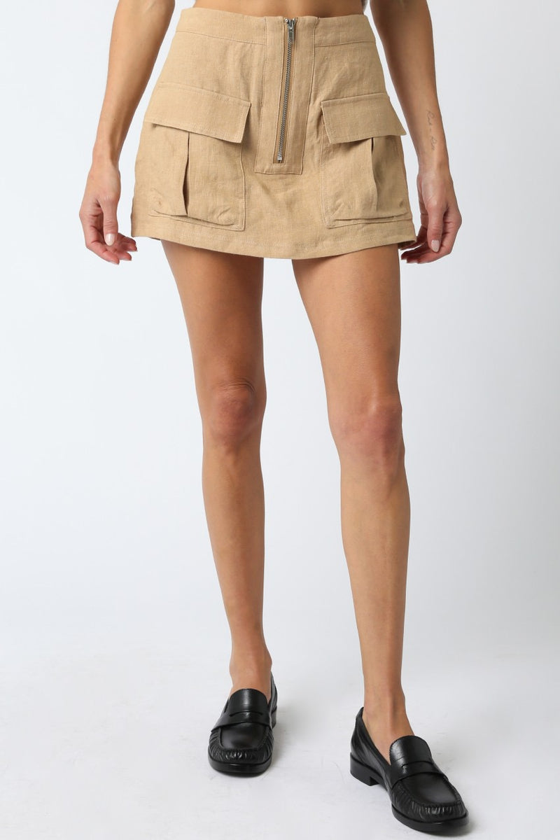 MABEL POCKET SKIRT- TAUPE