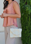 ROSE BEADED CLUTCH- IVORY