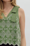 FLORAL EMBROIDERED STITCHED TANK- GREEN