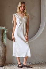 LACE TRIM SLIP DRESS- CREAM