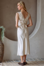 LACE TRIM SLIP DRESS- CREAM
