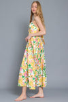 GARDENIA BUTTON DOWN MIDI DRESS- YELLOW/WHITE