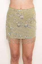 Y2K BEADED SKIRT- OLIVE