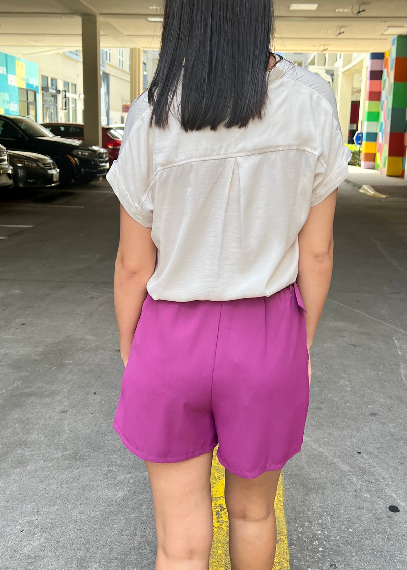 BELTED SHORTS- ORCHID