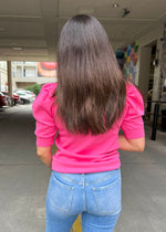 CHARMAINE PUFF SHOULDER SWEATER- FUCHSIA
