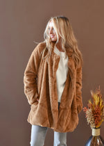 OVERSIZED FAUX FUR COAT- CAMEL