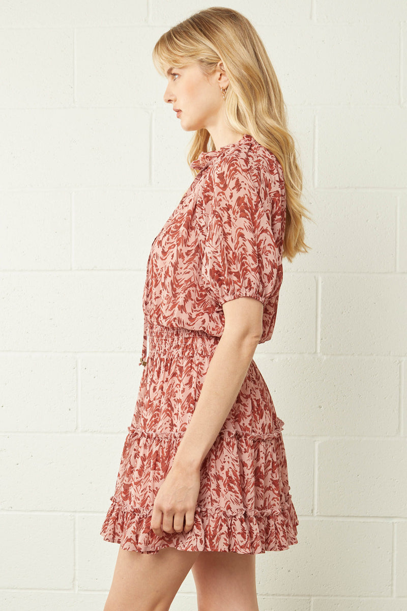 ISA FLORAL TIERED DRESS- MAUVE