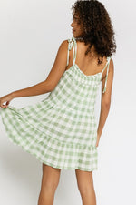 SUNDOWN PLAID DRESS- SAGE