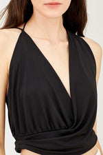 OVERLAP CROP CAMI- BLACK
