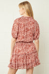 ISA FLORAL TIERED DRESS- MAUVE
